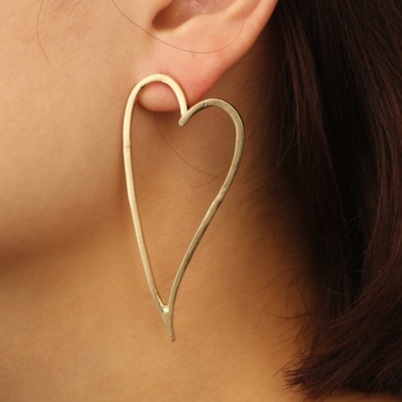 Jewelry - 'Wish' Gold Cartoon Drawn Heart Shaped Earrings